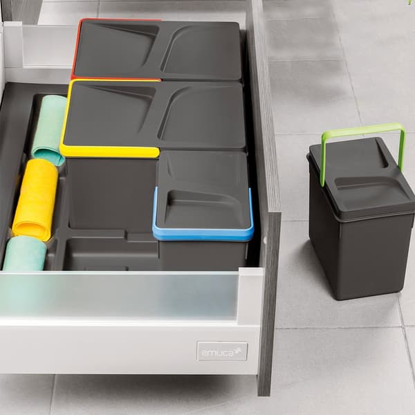 Emuca Sæt Beholdere Med Fod Til Køkkenskuffe Recycle Transparent