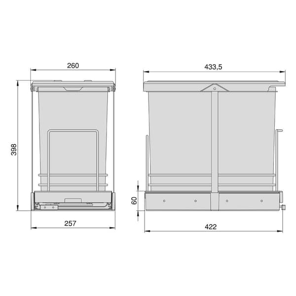 Emuca Skraldespand 8132023 2x12l Gylden