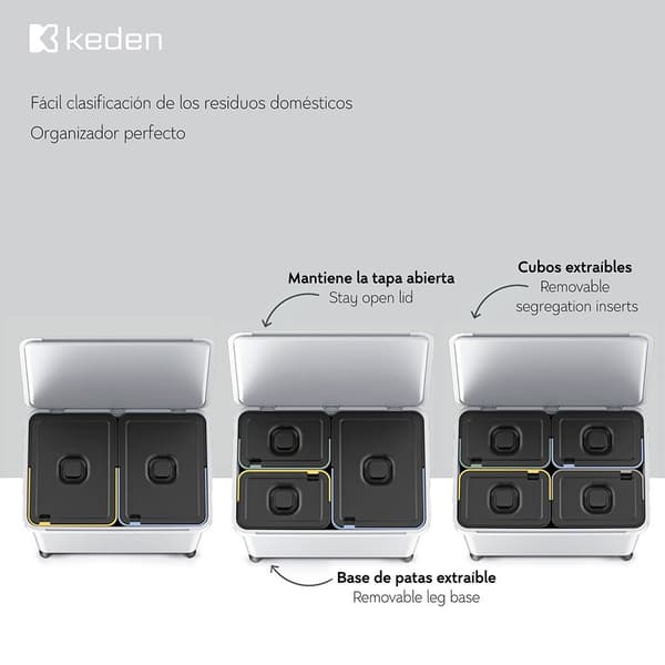 Keden Kierrätys Astia 4x10l Systema 56x39x41 Cm Hopeinen