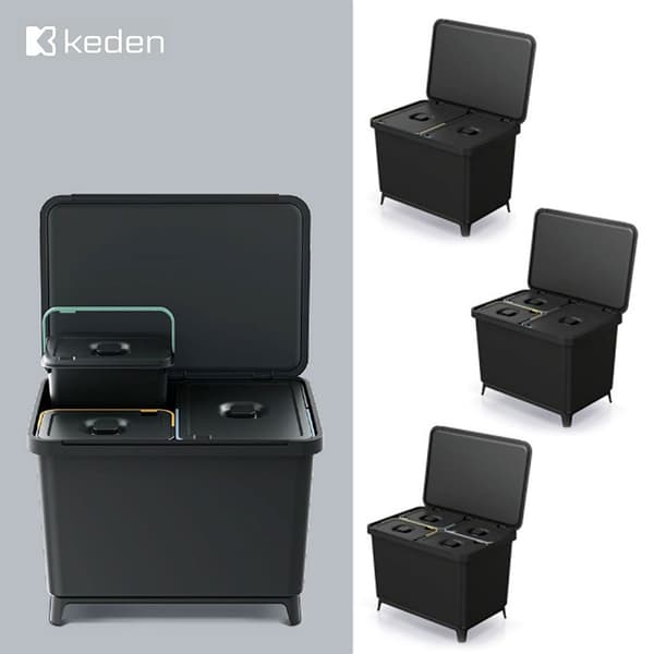 Keden Återvinningstunna 2x10l+1x23l Systema 56x39x41 Cm Grå