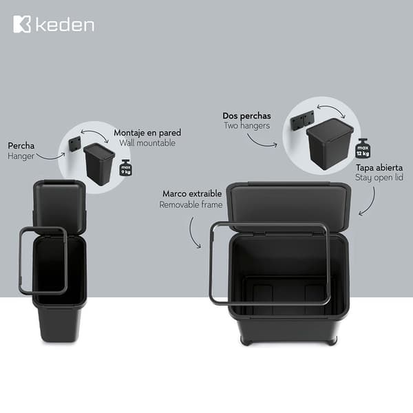 Keden Återvinningstunna 30l Systema 39x29x41 Cm Silver