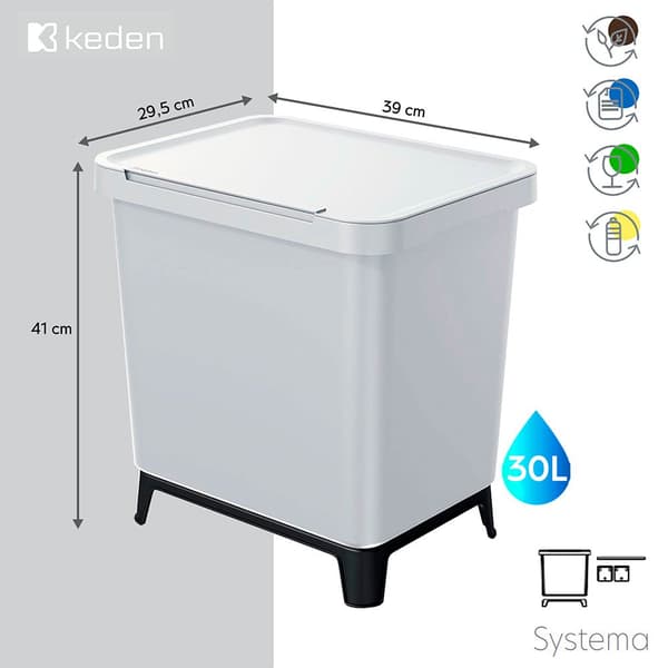 Keden Genbrugsskraldespand 30l Systema 39x29x41 Cm Transparent