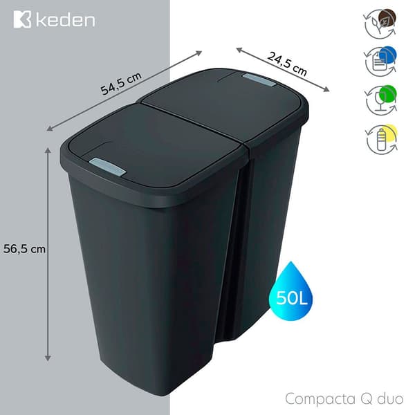 Keden Genbrugsskraldespand Compacta Q 54x24x56 Cm