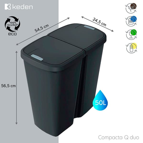 Keden Kierrätys Astia Compacta Q 54x24x56 Cm Kirkas