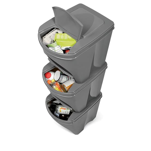 Keden Sortibox Set Med 3 återvinningsbehållare På 3x25l