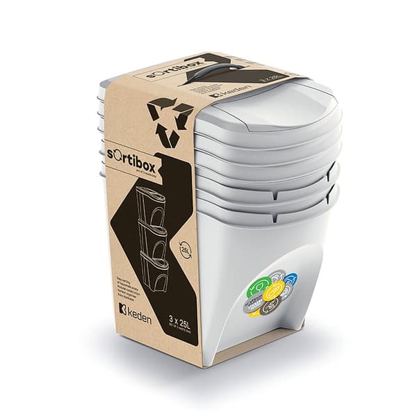 Keden Sortibox Set Med 3 återvinningsbehållare På 3x25l
