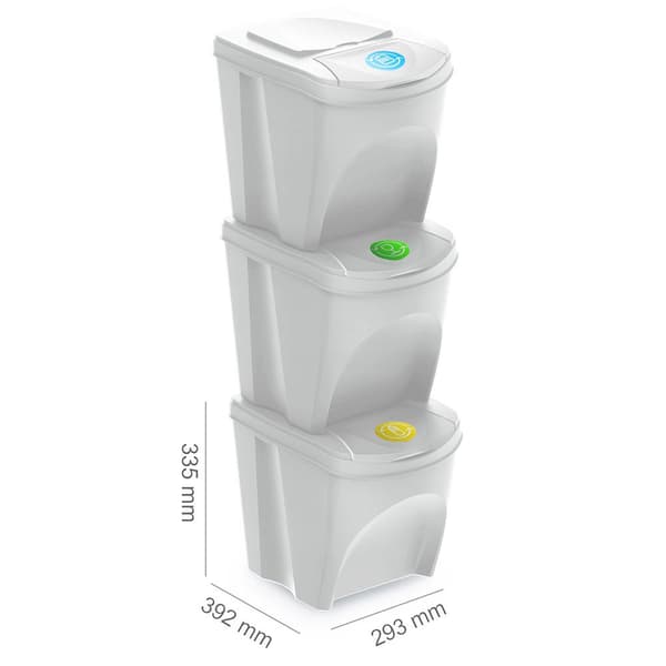 Keden Sortibox Set Med 3 återvinningsbehållare På 3x25l