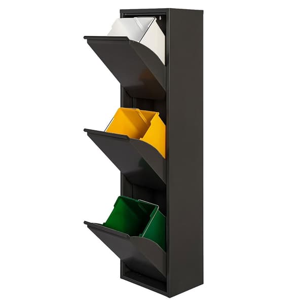 Wellhome Metallisk 3-rums Skraldespand Og Genbrugsbeholder 51l