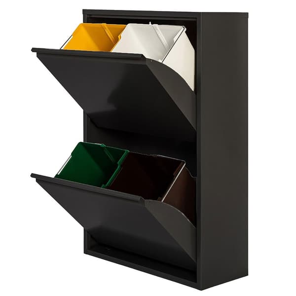 Wellhome Metallisk 4-rums Skraldespand Og Genbrugsbeholder 68l