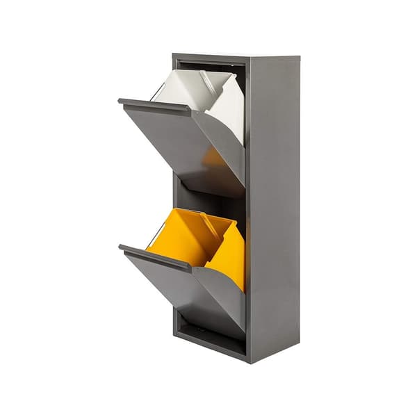 Wellhome Metalaffaldsspand Og Genbrugsbeholder Med 4 Magnetiske Etiketter 34l 2 Rum