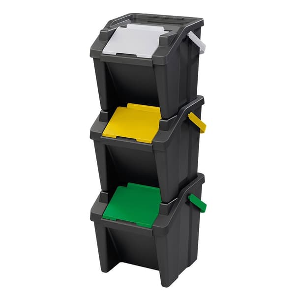 Wellhome Moda Uppsättning Med 3 Stapelbara Soptunnor 30l