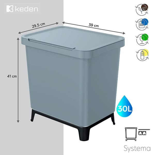 Keden Genbrugsskraldespand 30l Systema 39x29x41 Cm Søvfarvet