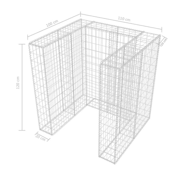vidaXL Gabion søppelskjul stål 110x100x120 cm