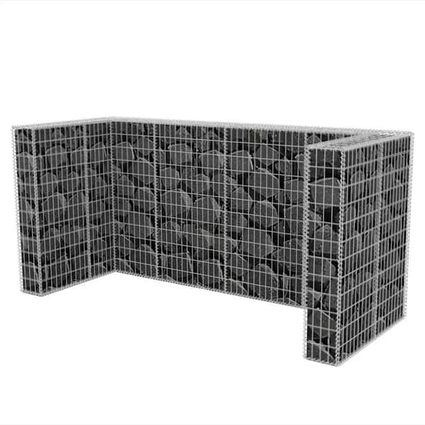 vidaXL Gabionkorg med skydd för 3 soptunnor stål 250x100x120 cm