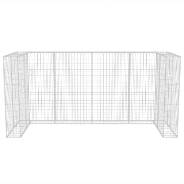 vidaXL Gabionkorg med skydd för 3 soptunnor stål 250x100x120 cm
