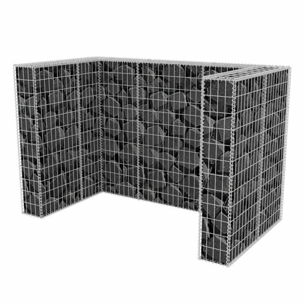 vidaXL gabion-afskærmning til 2 affaldsbeholdere 180x100x120 cm stål