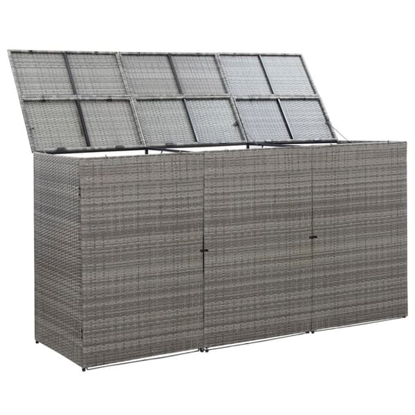 vidaXL tredobbelt skraldespandsskjuler 229x78x120 cm polyrattan grå