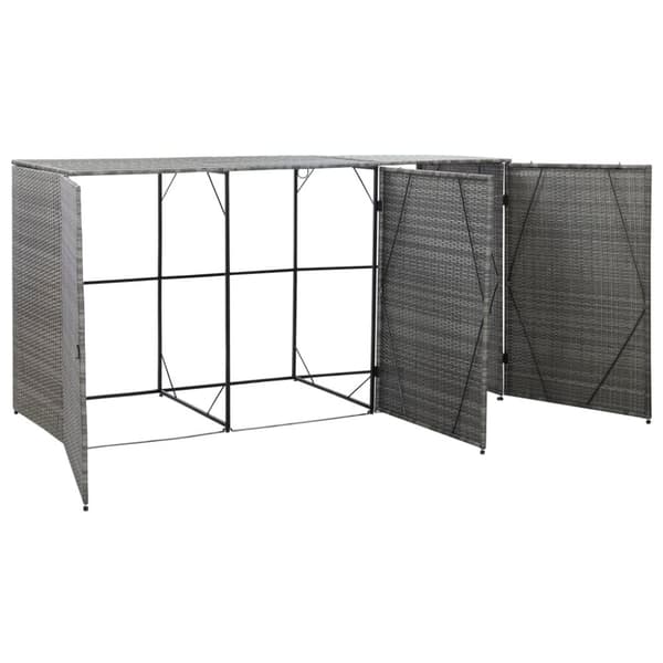 vidaXL tredobbelt skraldespandsskjuler 229x78x120 cm polyrattan grå