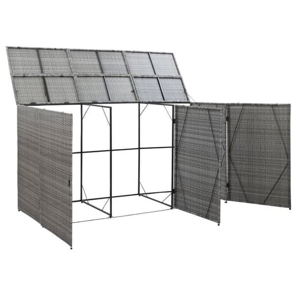 vidaXL tredobbelt skraldespandsskjuler 229x78x120 cm polyrattan grå