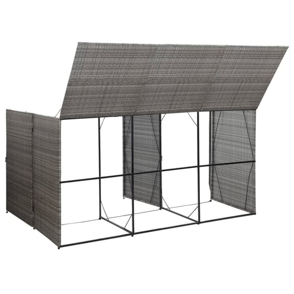 vidaXL tredobbelt skraldespandsskjuler 229x78x120 cm polyrattan grå