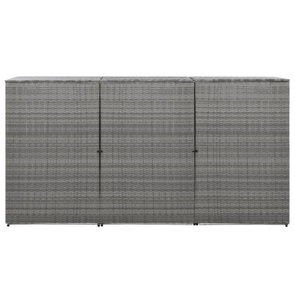 vidaXL tredobbelt skraldespandsskjuler 229x78x120 cm polyrattan grå
