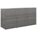 Miniatyrbillede 1 af 11: vidaXL tredobbelt skraldespandsskjuler 229x78x120 cm polyrattan grå