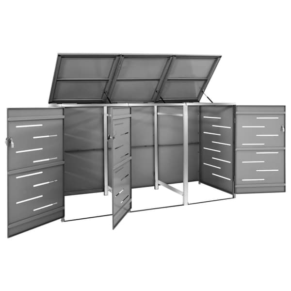 vidaXL tredobbelt skraldespandsskjuler 207x77,5x112,5 cm rustfrit stål