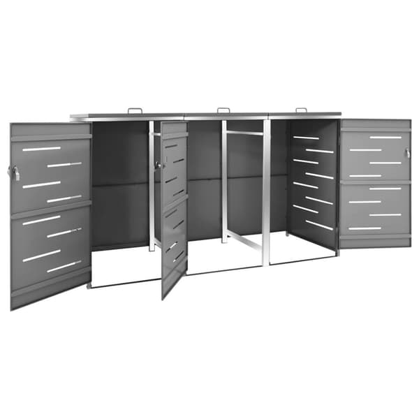vidaXL tredobbelt skraldespandsskjuler 207x77,5x112,5 cm rustfrit stål
