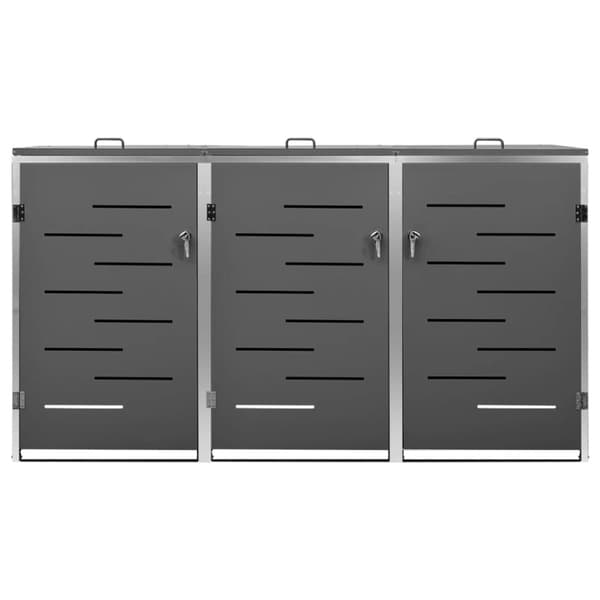 vidaXL tredobbelt skraldespandsskjuler 207x77,5x112,5 cm rustfrit stål