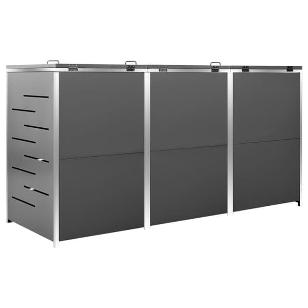 vidaXL tredobbelt skraldespandsskjuler 207x77,5x112,5 cm rustfrit stål