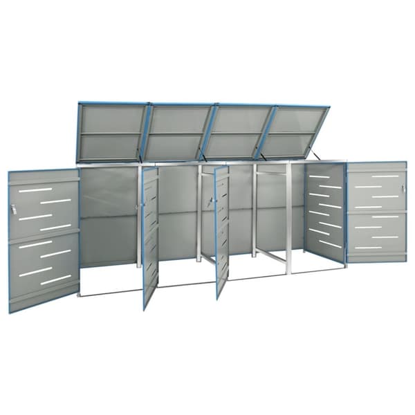 vidaXL firedobbelt skraldespandsskjuler 276,5x77,5x112,5 rustfrit stål