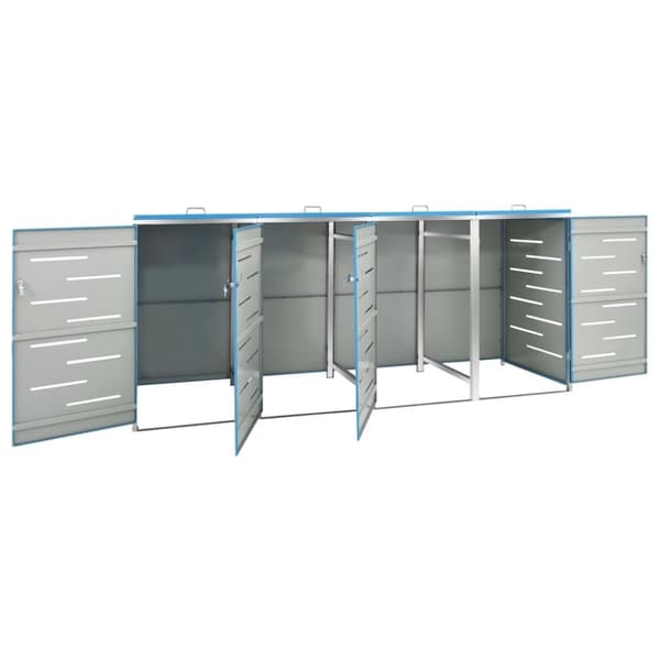 vidaXL firedobbelt skraldespandsskjuler 276,5x77,5x112,5 rustfrit stål