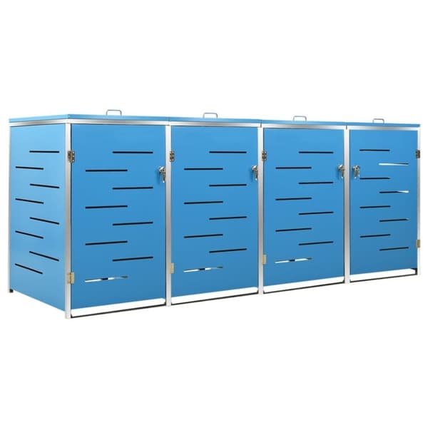 vidaXL firedobbelt skraldespandsskjuler 276,5x77,5x112,5 rustfrit stål
