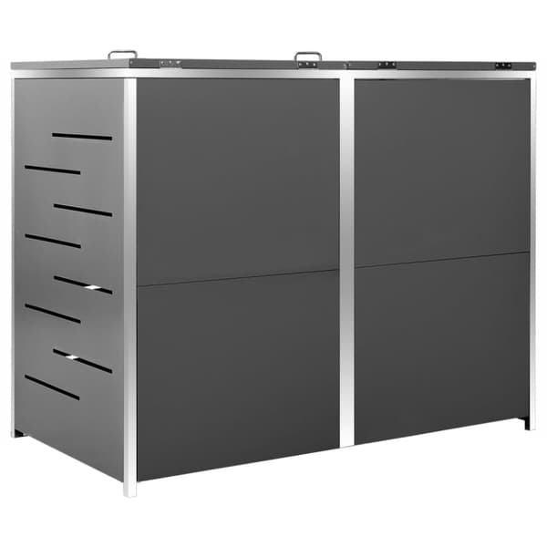 vidaXL Skjul till två sopkärl 138x77,5x112,5 cm rostfritt stål