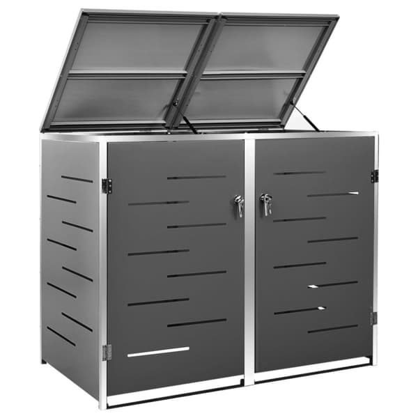 vidaXL Skjul till två sopkärl 138x77,5x112,5 cm rostfritt stål