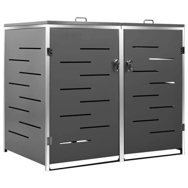 vidaXL Skjul till två sopkärl 138x77,5x112,5 cm rostfritt stål