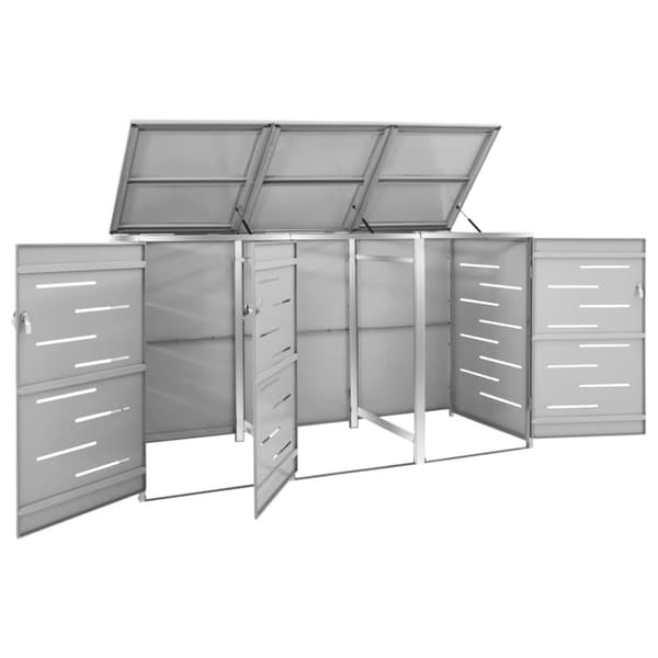 vidaXL tredobbelt skraldespandsskjuler 207x77,5x112,5 cm rustfrit stål