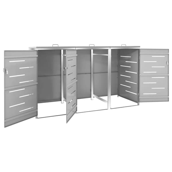 vidaXL tredobbelt skraldespandsskjuler 207x77,5x112,5 cm rustfrit stål