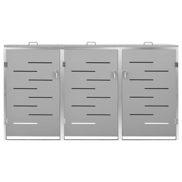 vidaXL tredobbelt skraldespandsskjuler 207x77,5x112,5 cm rustfrit stål