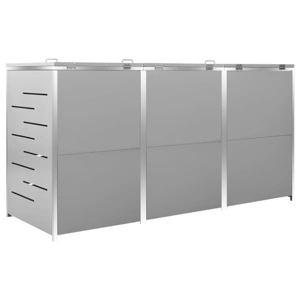 vidaXL tredobbelt skraldespandsskjuler 207x77,5x112,5 cm rustfrit stål