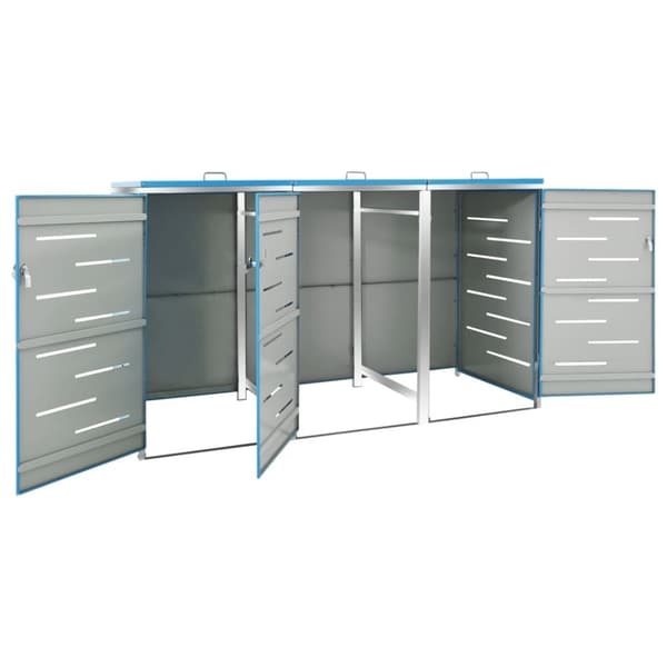 vidaXL tredobbelt skraldespandsskjuler 207x77,5x112,5 cm rustfrit stål