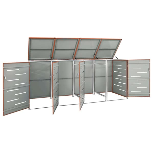 vidaXL Skjul till fyra sopkärl 276,5x77,5x112,5 cm rostfritt stål