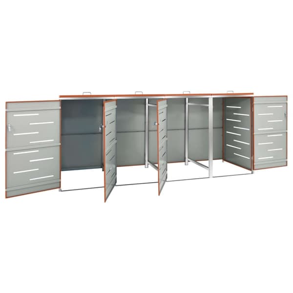 vidaXL Skjul till fyra sopkärl 276,5x77,5x112,5 cm rostfritt stål