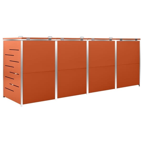 vidaXL Skjul till fyra sopkärl 276,5x77,5x112,5 cm rostfritt stål