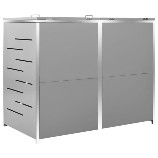 vidaXL Skjul till två sopkärl 138x77,5x112,5 cm rostfritt stål