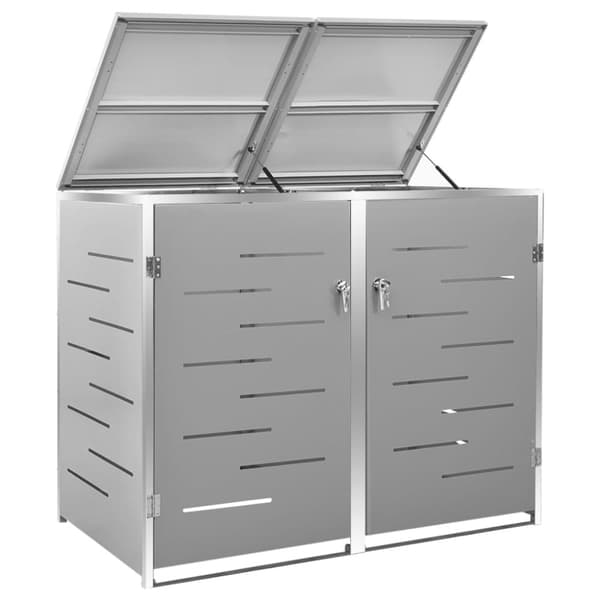 vidaXL Skjul till två sopkärl 138x77,5x112,5 cm rostfritt stål