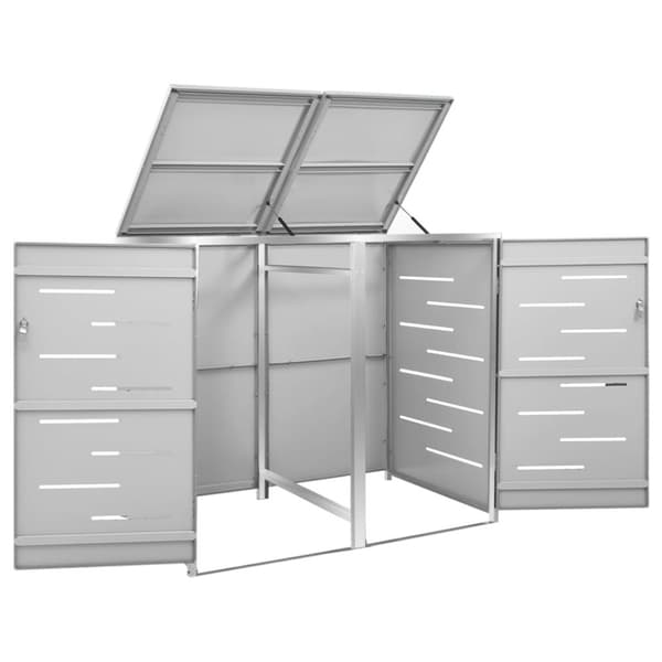 vidaXL Skjul till två sopkärl 138x77,5x112,5 cm rostfritt stål