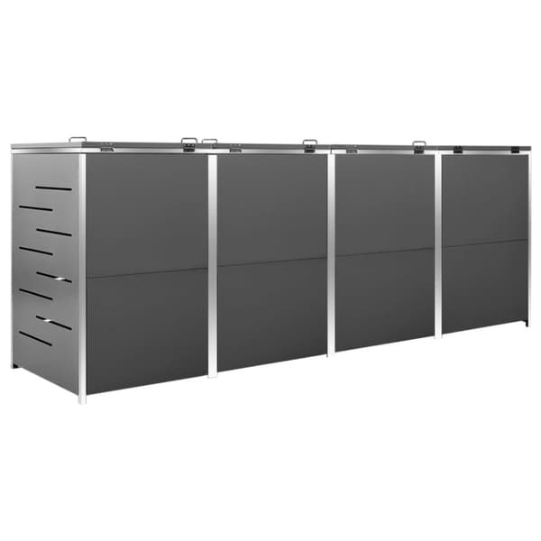 vidaXL firedobbelt skraldespandsskjuler 276,5x77,5x112,5 rustfrit stål