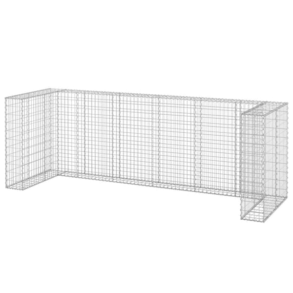 vidaXL Gabionmur för soptunnor galvaniserat stål 325x100x110 cm