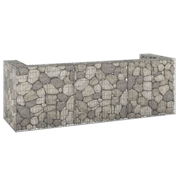 vidaXL Gabionmur för soptunnor galvaniserat stål 325x100x110 cm